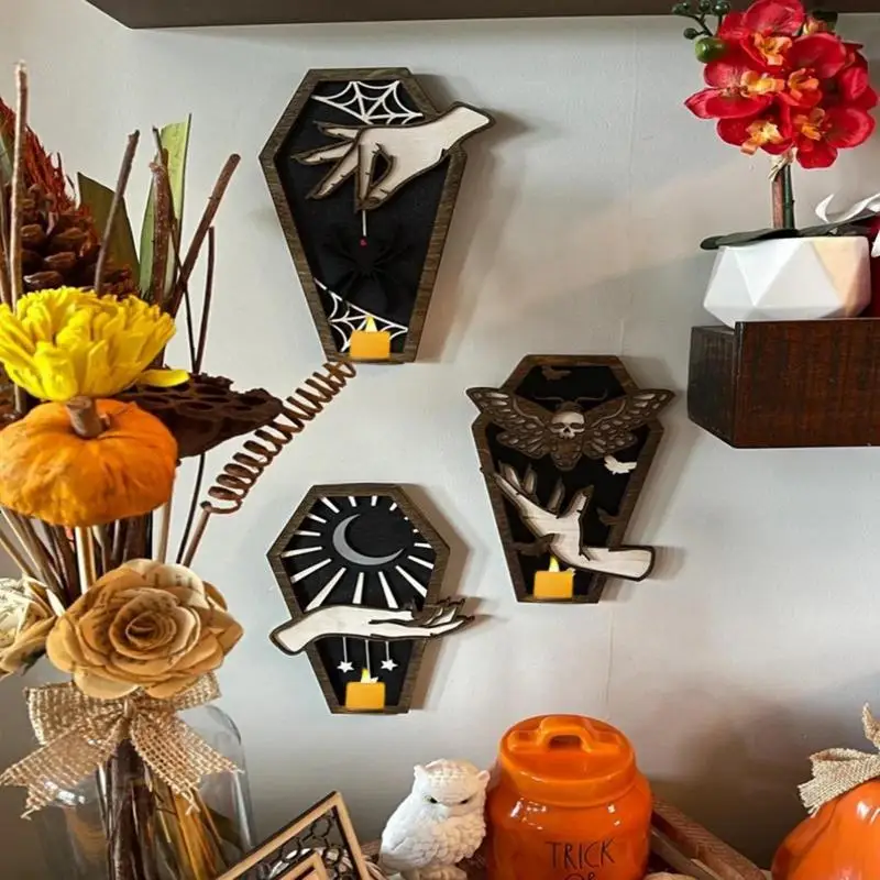 

Wall Candle Holder Shelf Resin Display Stand Hanging Wall Candlestick Storage Tray Hand Sign For Home Hallway Dining Room