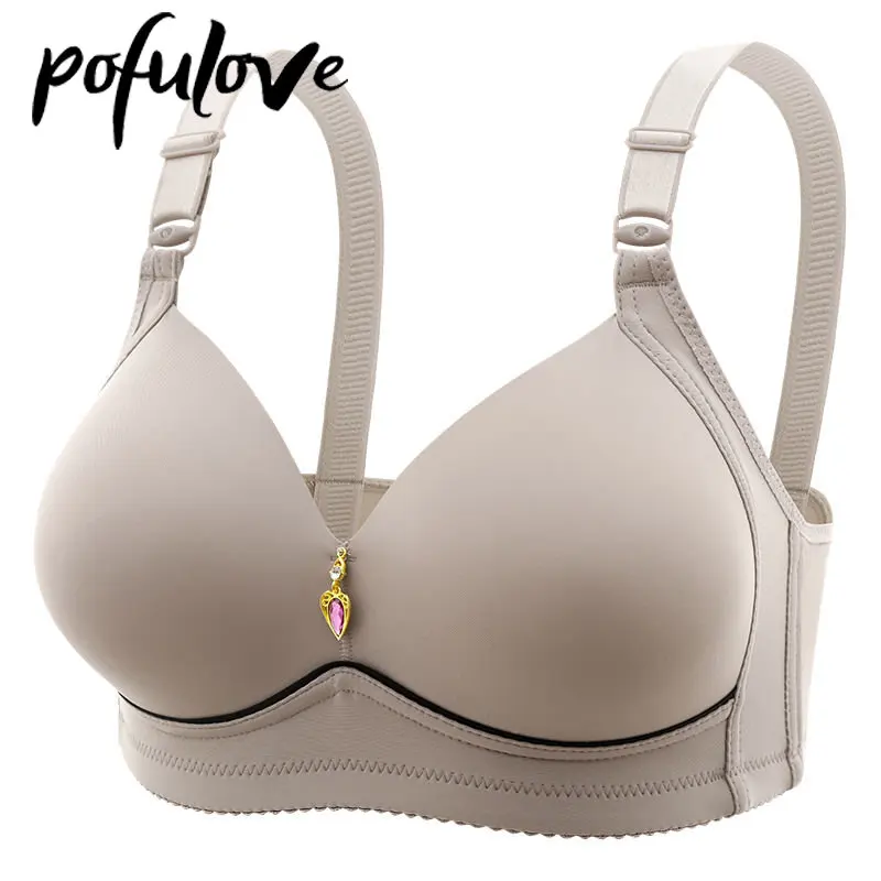 

Pofulove тонкое нижнее белье для женщин без стальных колец, соблазнительные и поднимающие грудь, закрывающие грудь и бюстгальтер, Прямая поставка