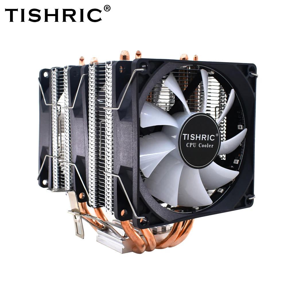 Кулер для ПК TISHRIC кулер ЦП с 4 тепловыми трубками LGA 1150 1151 1155 1200 1366 X79 X99 AM3 AM4 - купить