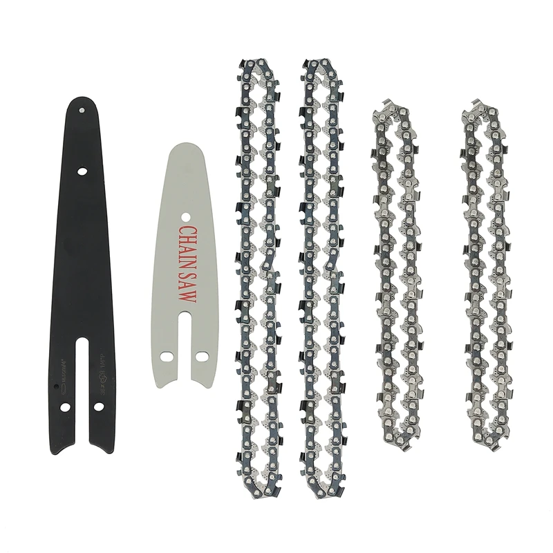 

BMDT-6Pcs 4/6Inch Chains And Guides Set For Mini Pruning Saw Electric Saw High Quality And Durable Chainsaw Accessories