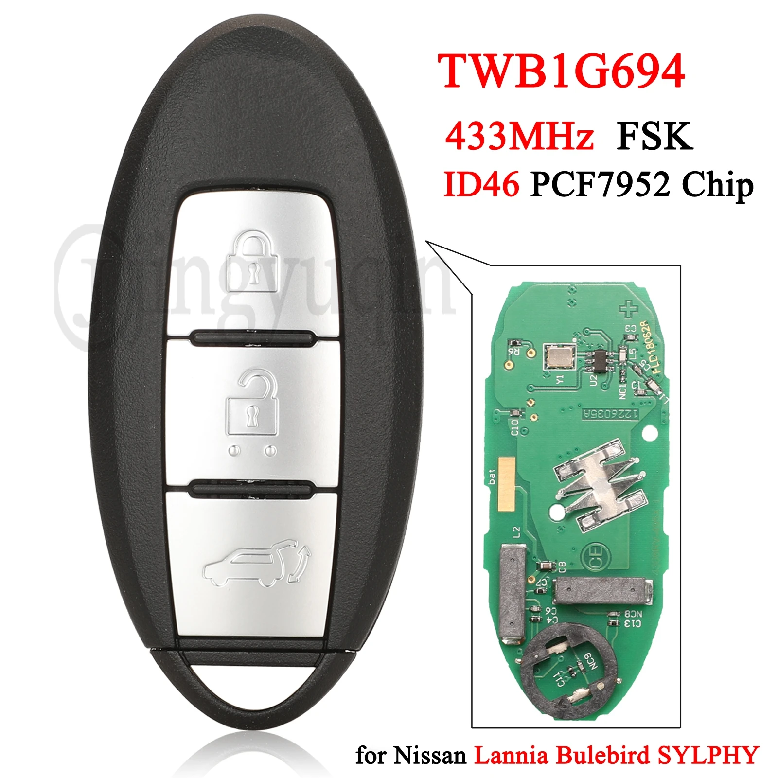 

Jingyuqin 433 МГц FSK дистанционный ключ 4A ID46 ID47 чип для NISSAN Lannia Bulebird SYLPHY Altima Teana Murano S 180144017 С 180144303