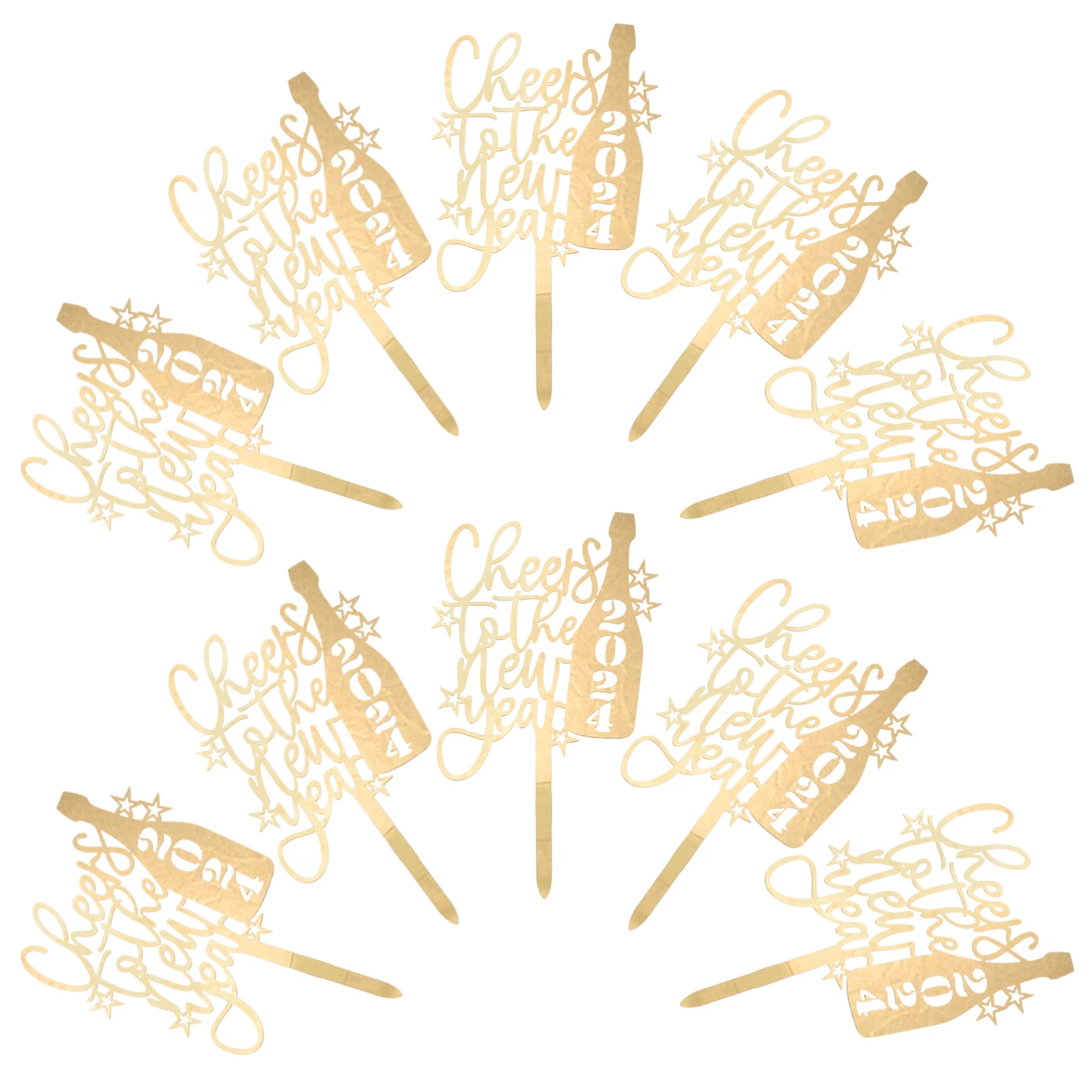 

10pcs New Year Theme Cake Toppers Delicate New Year Cupcake Picks New Year Party Cake Decor