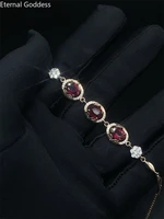 natural new burned ruby gemstone luxurious bracelet 925 sterling silver red stone bangle for women fine wedding jewelry 86mm