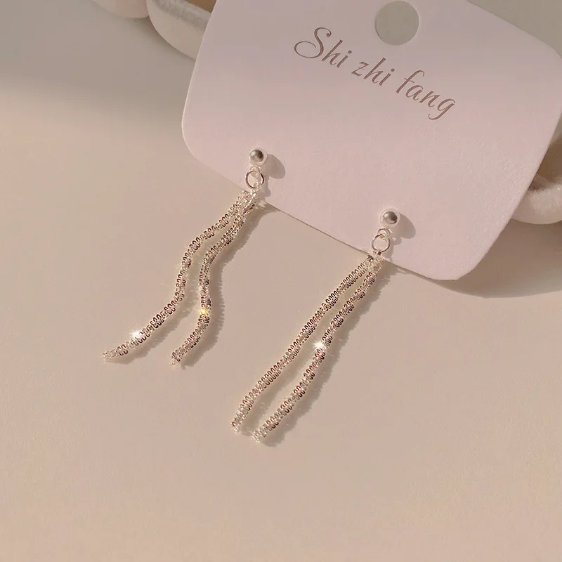 Модные длинные серьги Lovelink серебряного цвета с кисточками геометрические