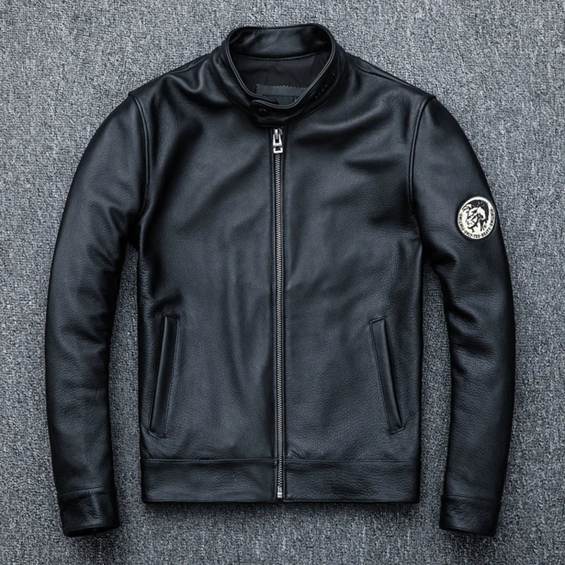

Men's Shipping DHL Black Free Genuine Cow Leather Male Pilot Suit Bomber Jackets Spring Coat