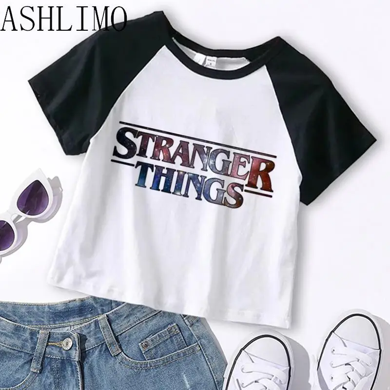 

Hellfire Club T-shirt Stranger Things Season 4 Women Upside Down Crop Top Summer Fashion Streetwear Harajuku Cropped T-shirts
