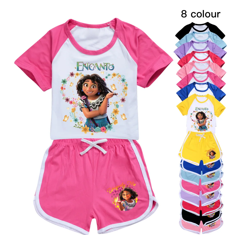 

2022 New Disney Summer Encanto Boys and Girls Imitation Cotton Milk Silk Comfortable and Refreshing T-Shirt Shorts Sports Suit