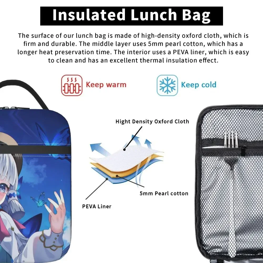 Izolowana termicznie torba na drugie śniadanie Kamisato Ayaka do szkoły Genshin Impact Przenośne pudełko żywność