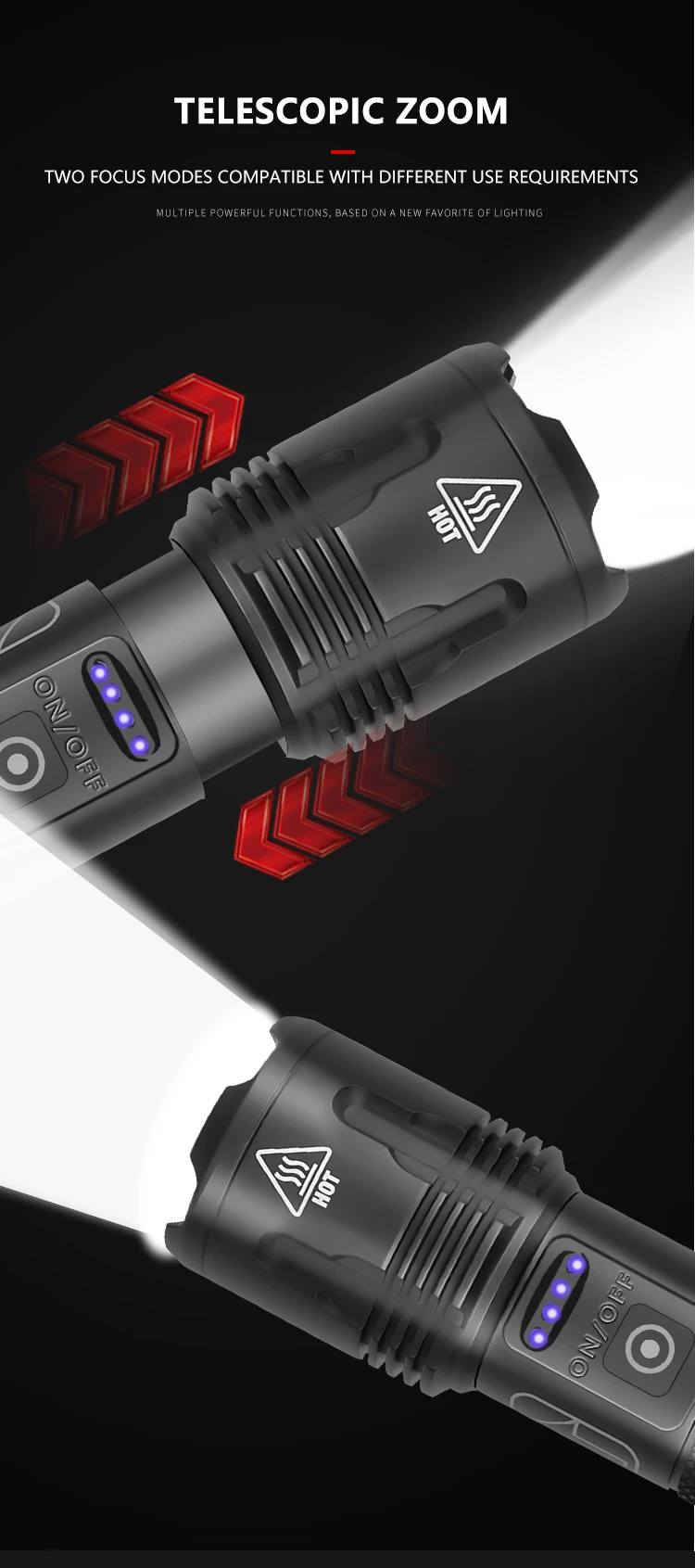 Мощный фонарик из алюминиевого сплава с светодиодом XHP99/XHP70 на аккумуляторах 18650/26650, водонепроницаемый.