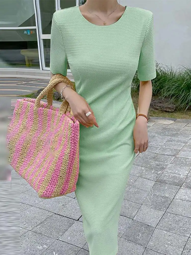 

VONDA Elegant Summer Women Party Midi Dress 2023 Fashion Sundress Casual Solid Color Loose Short Sleeve Long Shirt Vestidos Robe