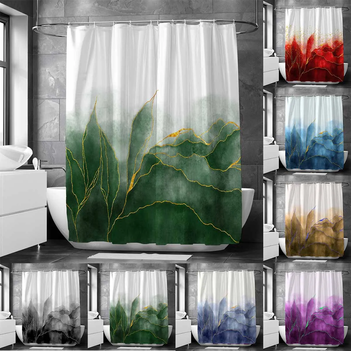 

Водонепроницаемая 3d-занавеска для душа с принтом в виде листьев