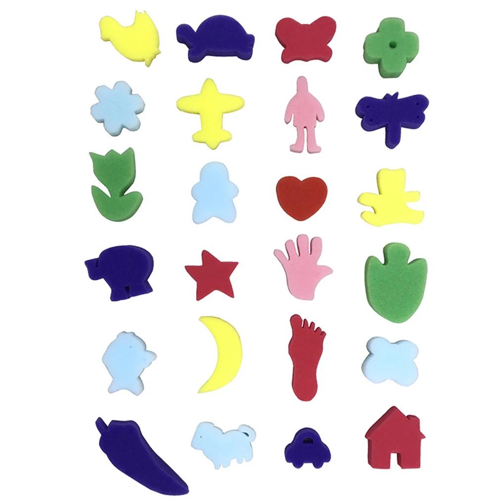 

1 Set Printing Stamper Colorful Supple Early Learning Kids Sponge Set Cartoon Drawing Gifts for School Kindergarten Family