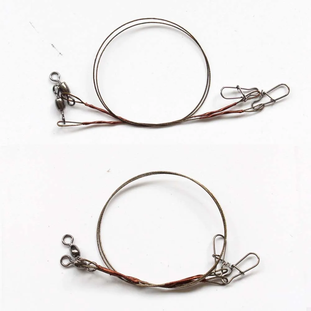 

2pcs/Pack Stainless Steel 20/30/40cm Fishing Line Steel Wire Leader With Snap & Swivels Wire Leadcore Leash Parts Tools 2023 New