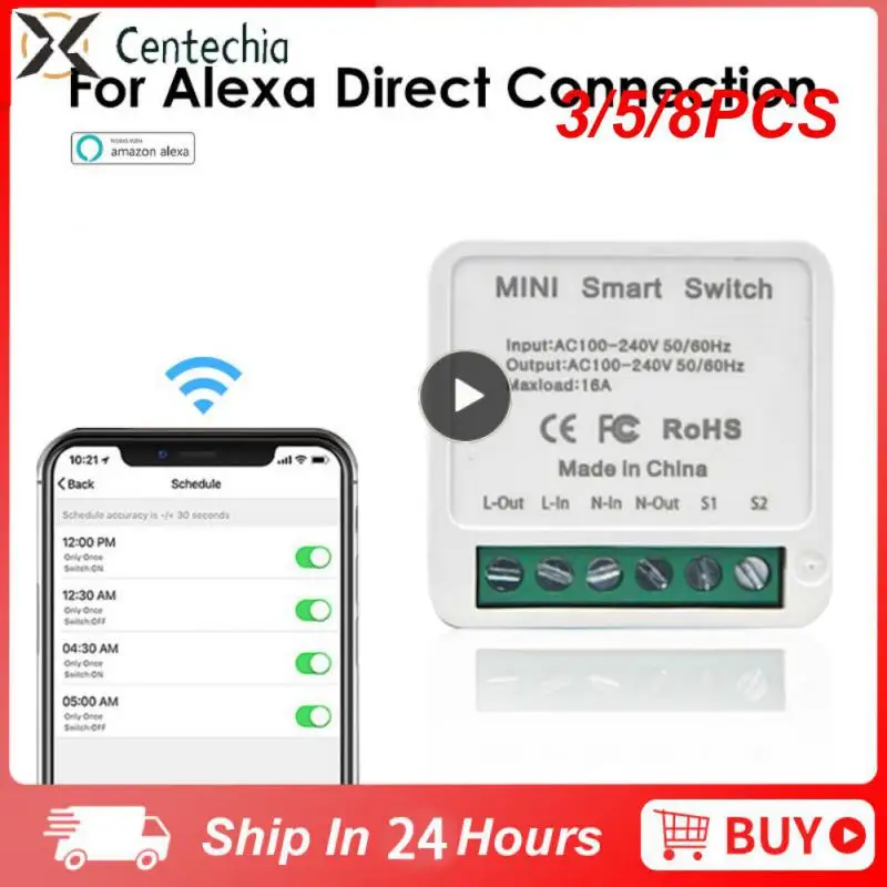 

3/5/8PCS Wireless Voice Control Smart Switch Ac 100-240v Mini Module Diy Breaker Smart Home Automation
