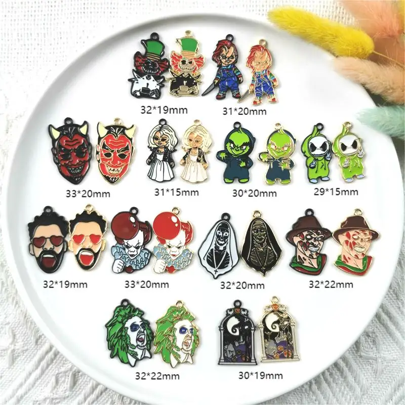 10 шт. металлические эмалированные подвески в виде черепа