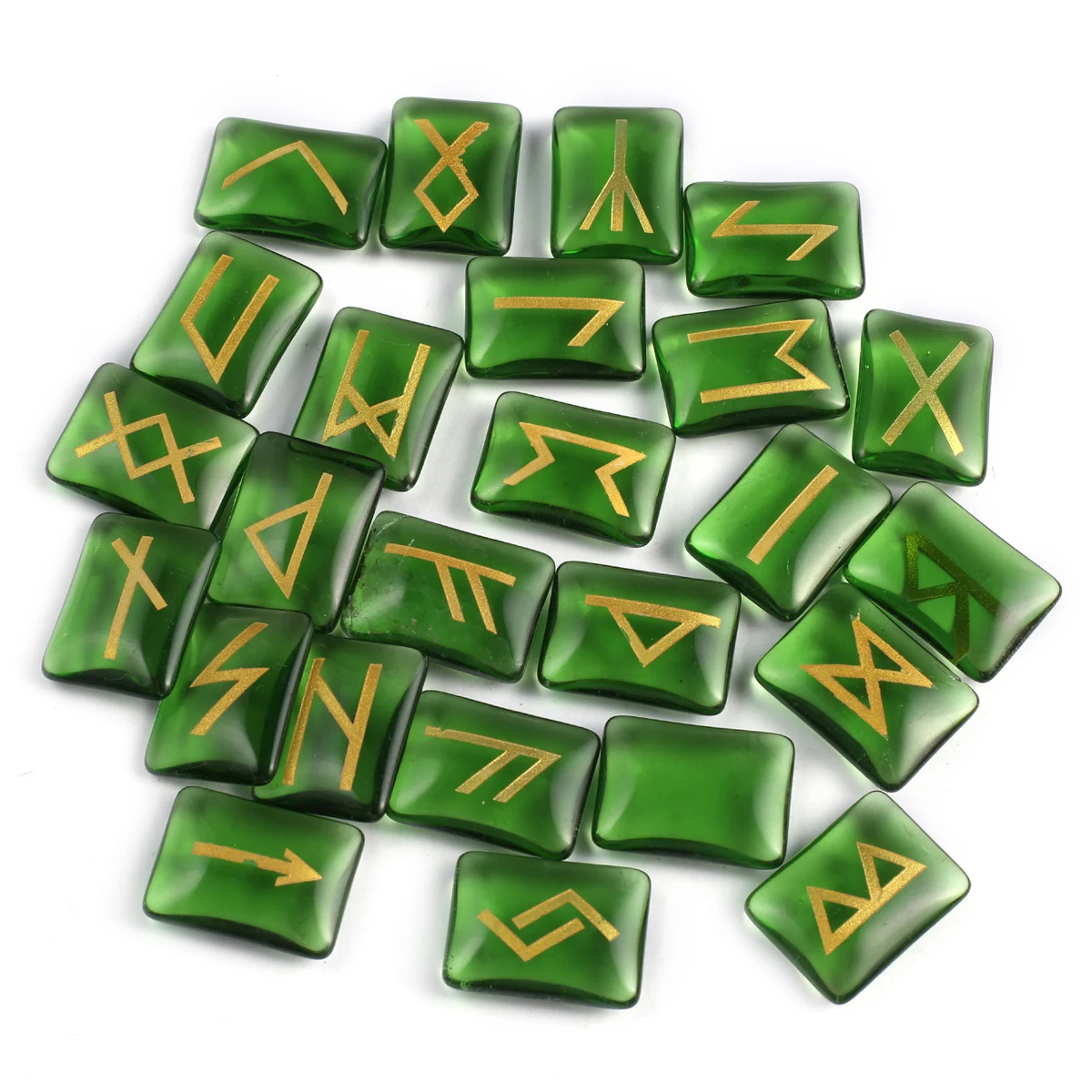 20Pcs Natural Gem Stone Engraved Symbols Beads Rectangle Divination Bead for Women Meditation Set Jewelry Gifts