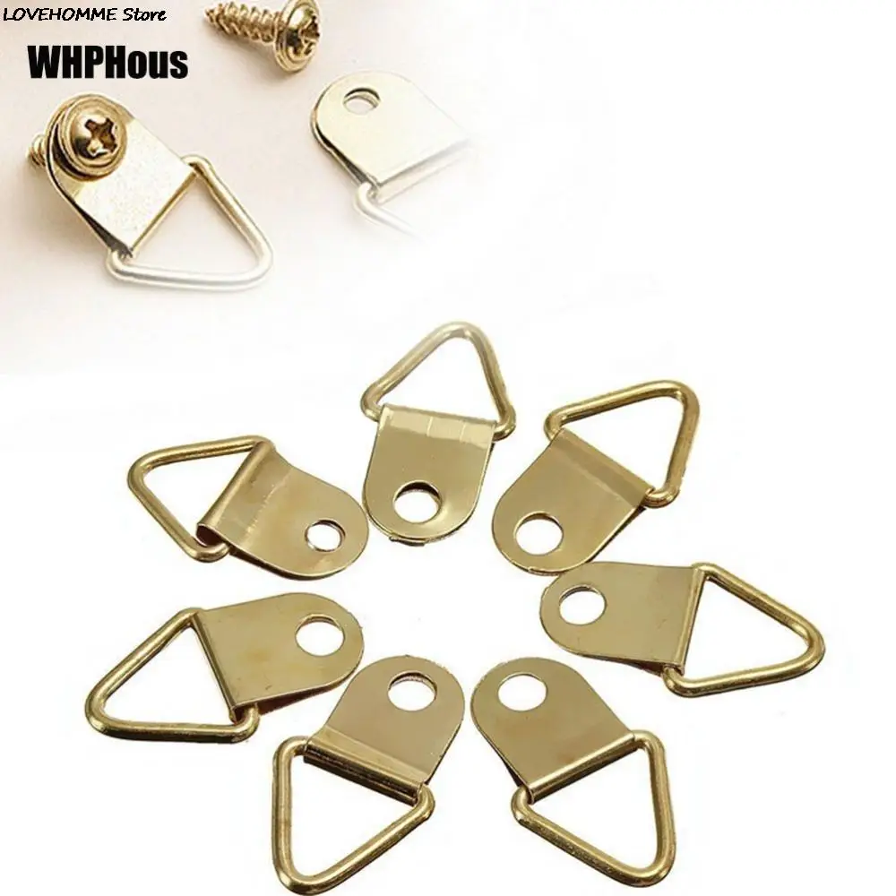 

20 Pcs/lot Picture Hangers Golden Brass Photo Picture Frame Wall Mount Hanger Hook Ring Iron