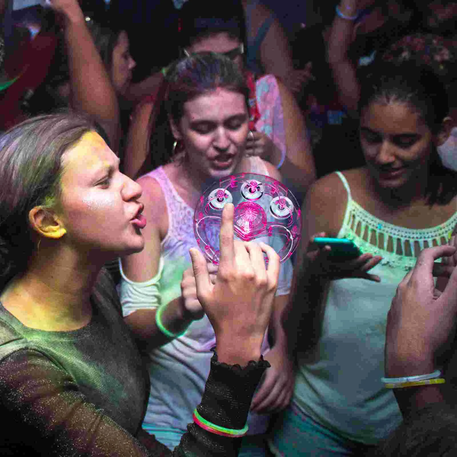 2 Pcs Flash Rattle Tambourines Musical Instrument Toys Light up Flashing for Adults