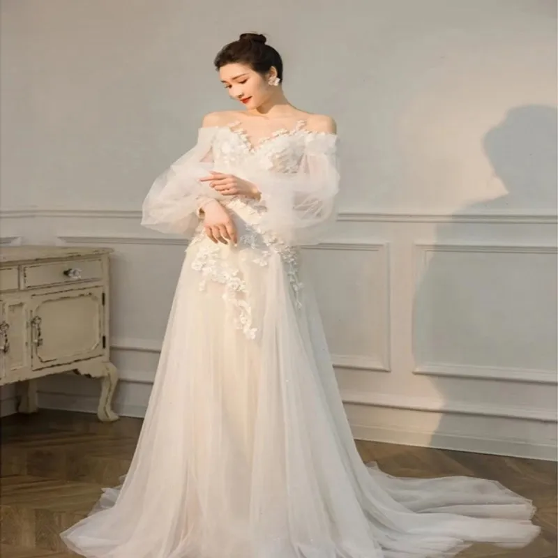 

Платье Свадебное ТРАПЕЦИЕВИДНОЕ, с рукавами-фонариками, ТРАПЕЦИЕВИДНОЕ