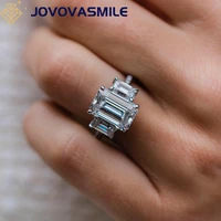 jovovasmile 14k yellow gold 4carat moissanite wedding rings 10 75x7 75mm emerald cut accessories for women1ct wedding band gift