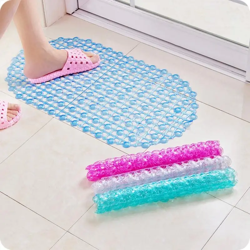 Safety Anti-slip Floor Mat Plain Oval Water Bath Bathroom Tub Shower Carpet Clear Bubble