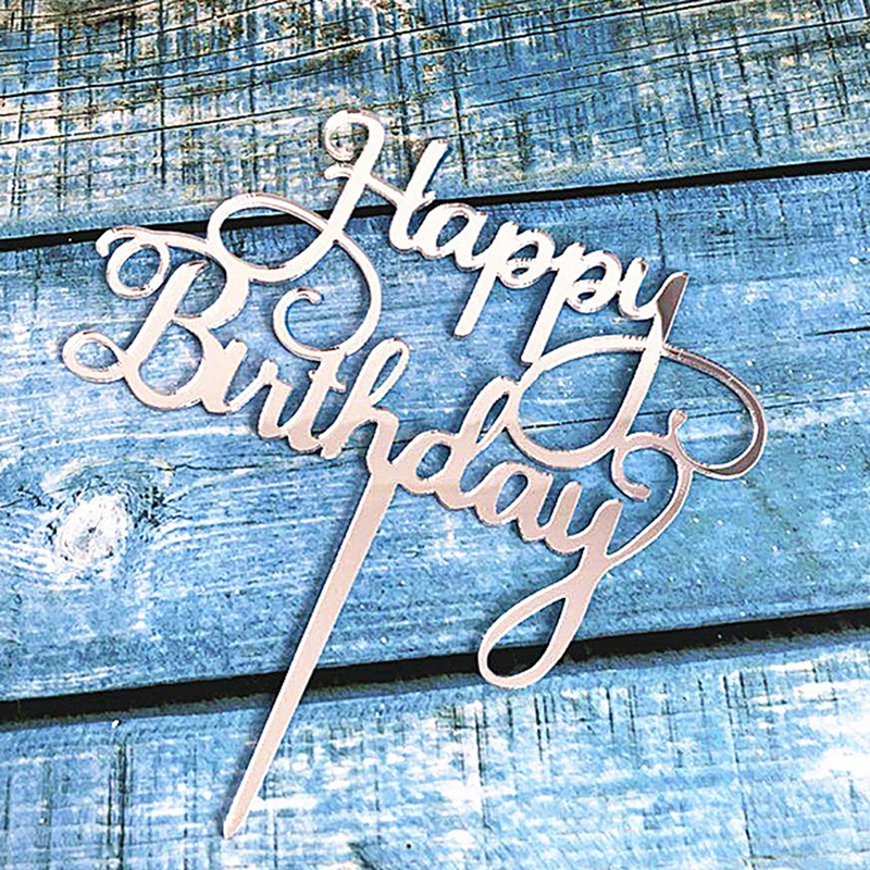 

Acrylic Cake Topper Silver Pink Happy Birthday Castle Cupcake Topper for Kids Baby Shower Birthday Party Cake Decorations 2022
