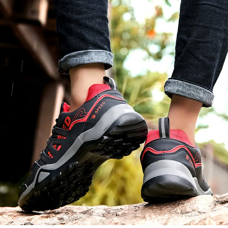 Size 39-47 Black Anti-slip Men's Hiking Shoes Men Walking Shoes Comfortable Breathable Male Trekking Shoes Zapatos De Senderismo
