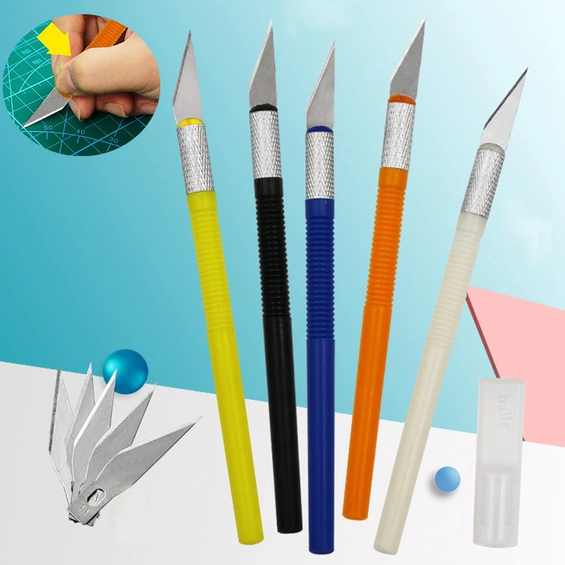 Haile Metal Pen Knife Small Carving Craft Blades Kit Engraving Cutter Mobile Phone Film Paper Cut Handicraft Tools Utility Knife