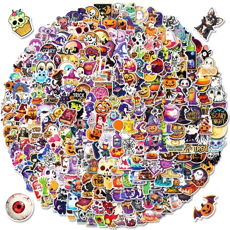 50 шт./300 шт. милые наклейки для украшения каракулей на Хэллоуин жнец тыква скелет