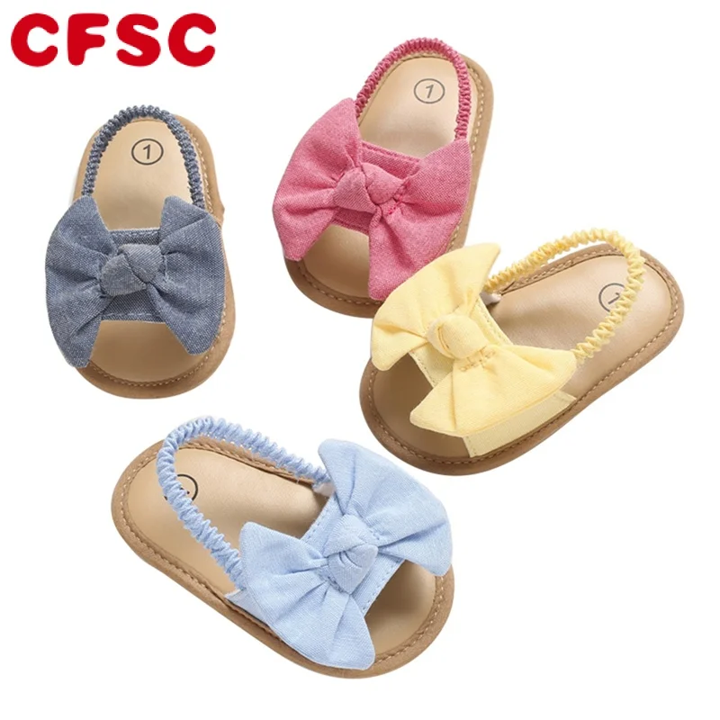 

0-18M Summer Newborn Baby Girls Boys Sandals Shoes Butterfly Flat With Heel Soft Cork Shoes 4 Colors