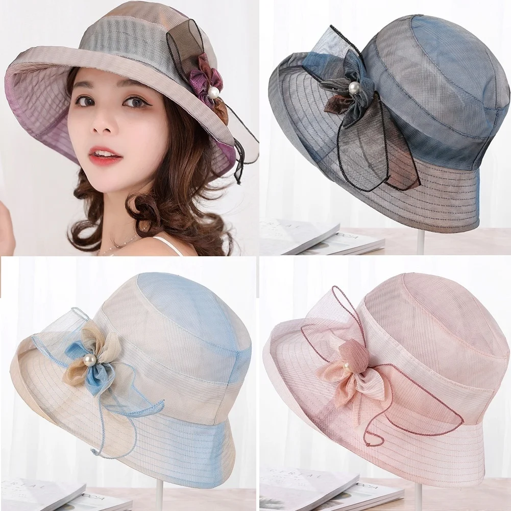 

Summer Hat Women Wide Brim Sun Hat Wedding Sea Beach Hats for Women Ladies Hat with Bow