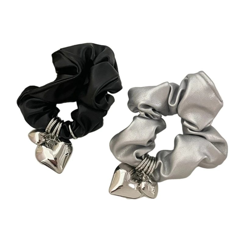 

Simple Heart Pendant Hair Ties Unique PU Leathers Hairband Ponytail Holder 57BD