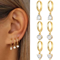 high quality gold filled cubic zircon heart dangle earrings korean style teardrop cz earrings for women fashion gift jewelry