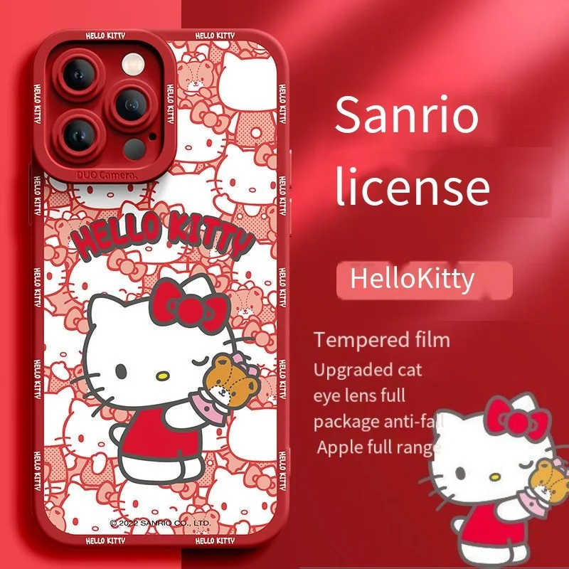 

Kawaii Sanrio Hello kitty Cinnamoroll Kuromi Phone Case Anime For iPhone 14 13 12 11 Pro X XR XS MAX Plus Anti-drop Cover