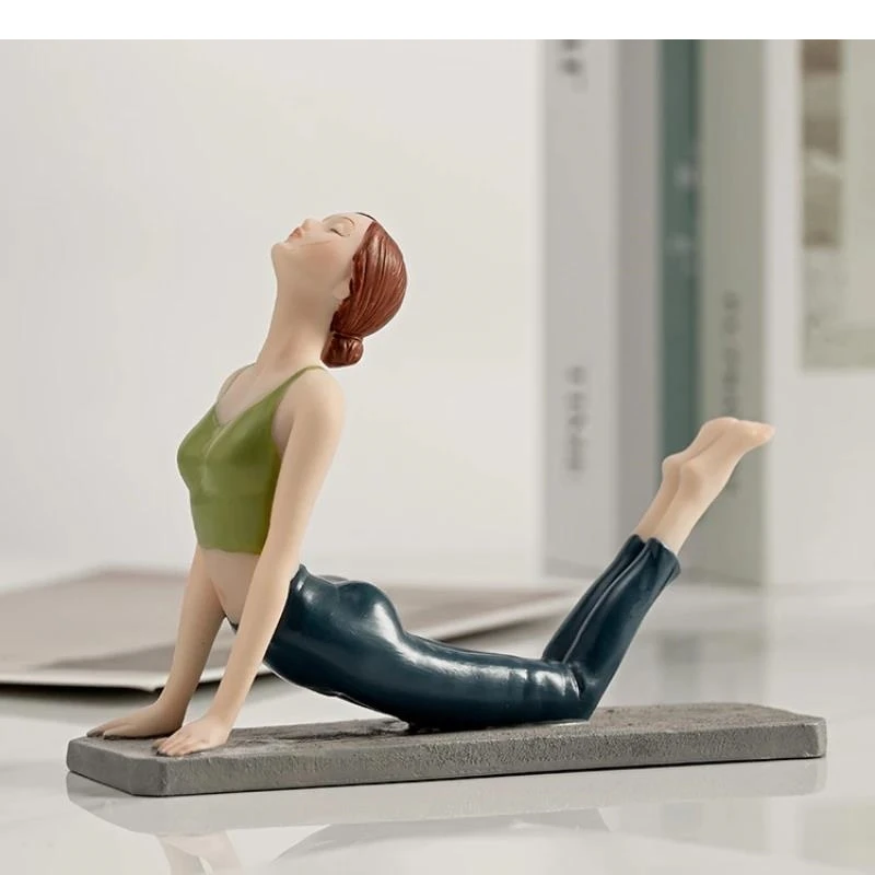 Resin Handicraft Artificial Figure Sculpture Yoga Movement Yogi Girl Statue Decorative Figurines Home Decoration Accessories