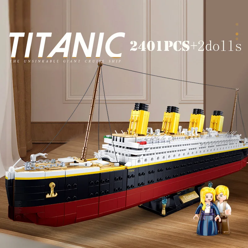 

Brinquedos Kids Toys Titanic RMS Cruise Boat Ship Building Blocks Sets Figures Friends Titan City Hobbies Creative Model Bricks