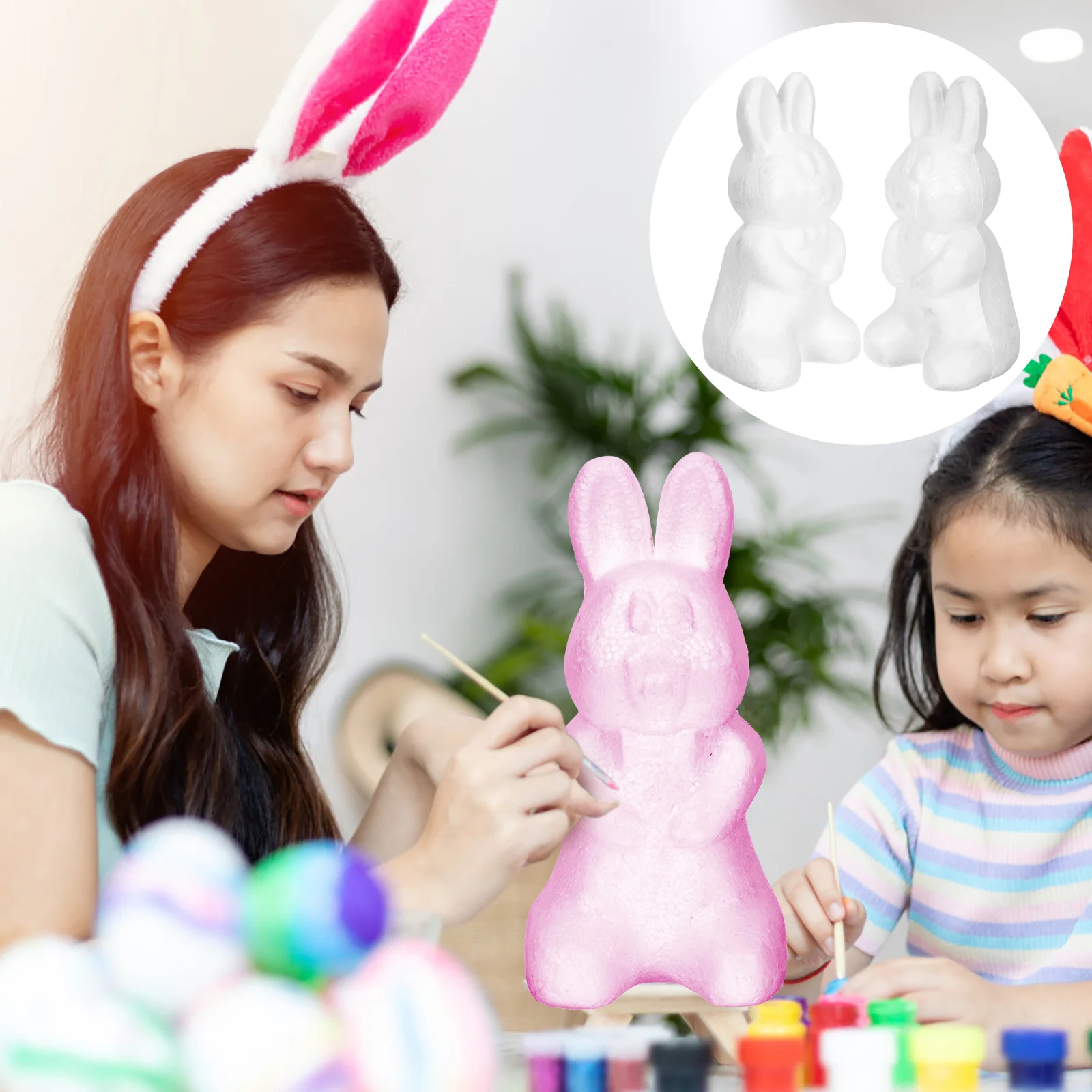 

Foam Rabbit Bunny Diy Animal White Shapes Craft Model Ornament Polystyrene Shape Crafts Blank Easter Mold Sculpture Animals