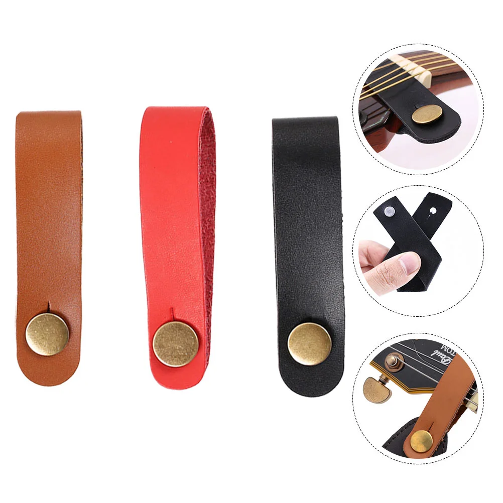 

3 Pcs Guitar Neck Strap Accessories Bass Headstock Tie Wall Mount Clothing Rack Acoustic Button Straps