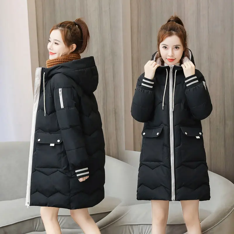 High Quality Winter Jacket Women Parker Thick Down Cotton Jacket Mid-Long Hooded Outerwear Women Warm Winter Coat