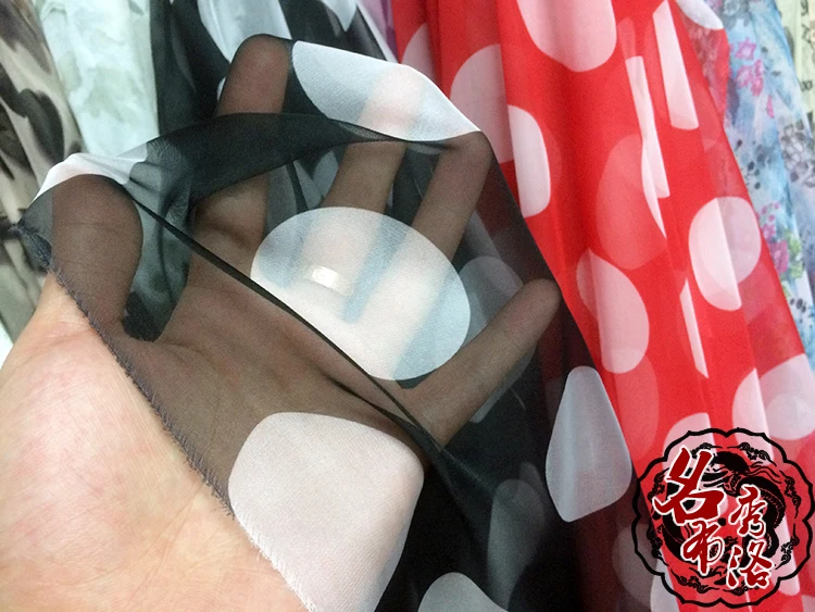 30 d printed chiffon fabrics polka dot transparent clothing outside yarn shawls scarf | Fabric