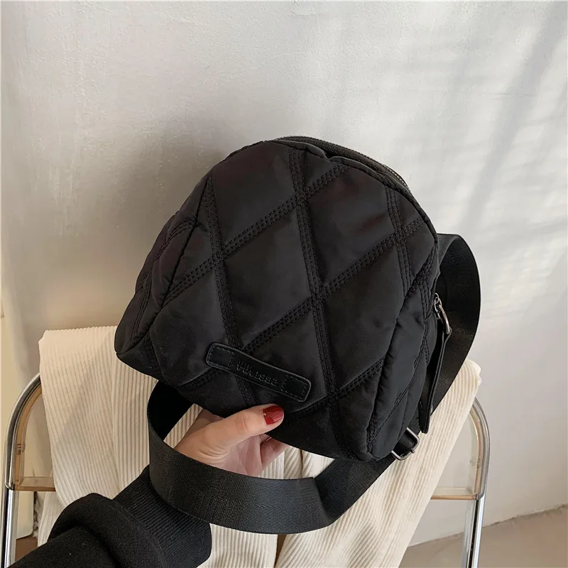 

Women Handbag Quilted Black Lady New Trends Shell Small Bag Smart Phone Essential Portable Nylon Zippy Everyday Crossbody Bag