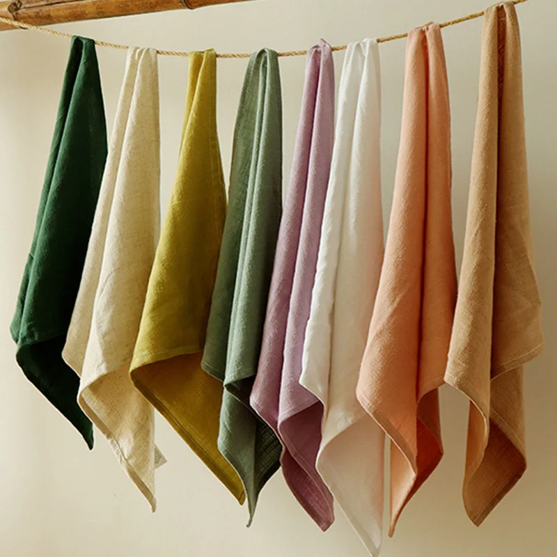 

Kitchen Towels Premium Quality Solid Cotton Linen Weave Ultra Soft Dish Towel Size 40x40cm Highly Absorbent Bar Tea Towel TJ8128