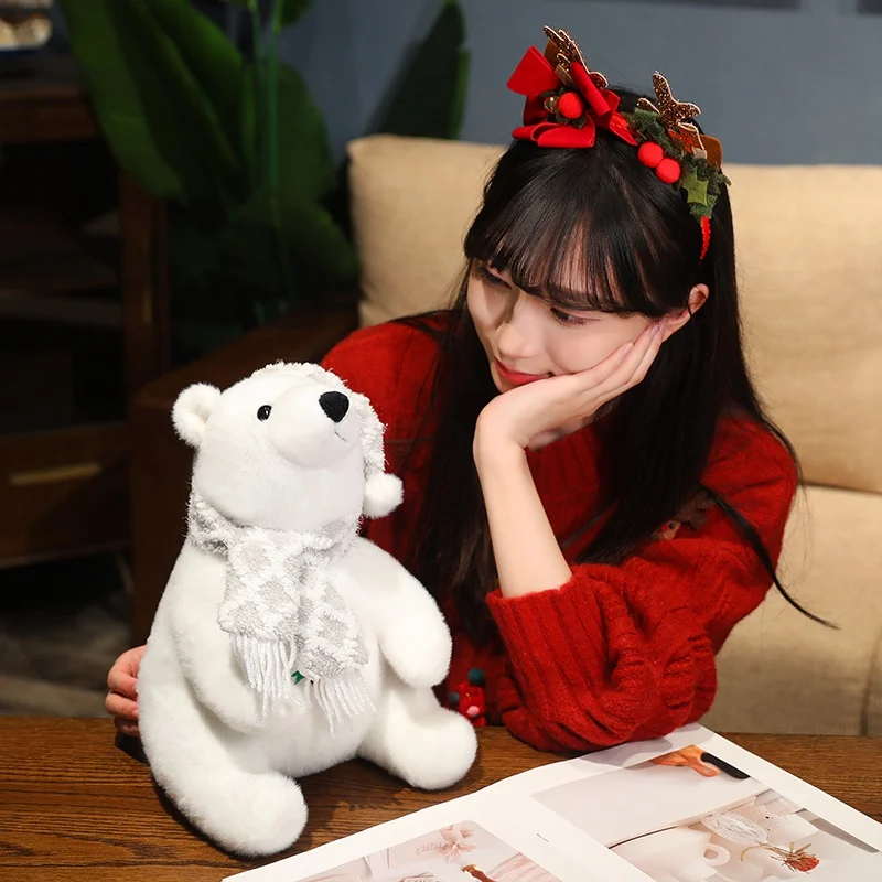 30-60 см мультфильм Рождественская серия белый медведь плюшевая кукла подушка