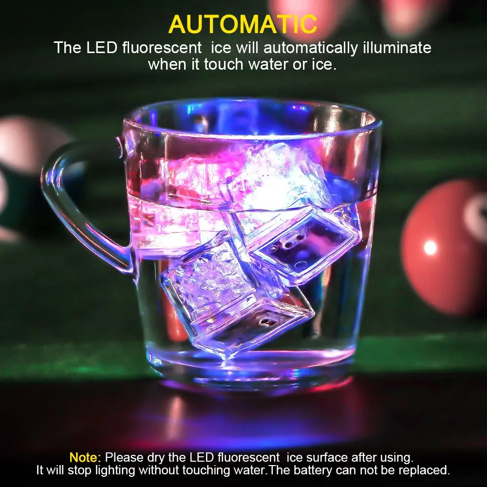 

LED Ice Cubes Glowing Party Ball Flash Light Luminous Neon Wedding Festival Christmas Bar Wine Glass Decoration Supplies