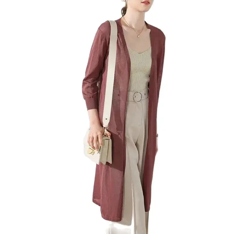 

Summer new knitted cardigan sunscreen clothes women 7-sleeve hollow out loose air conditioning clothes women's coat P3 619