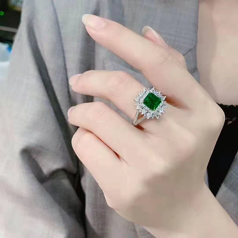 

Luxury Delicate Green CZ Rings Bridal Wedding Ceremony Party Fashion Accessories High Quality Women's Rings Statement Jewelry