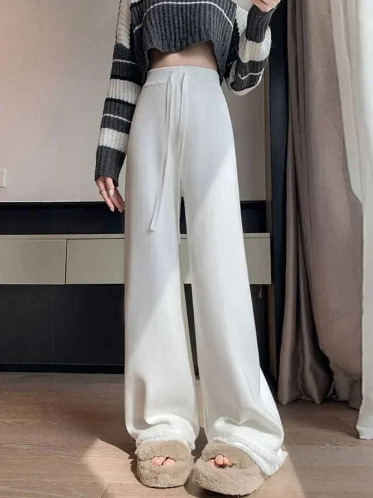 Женские толстые вязаные брюки с высокой талией