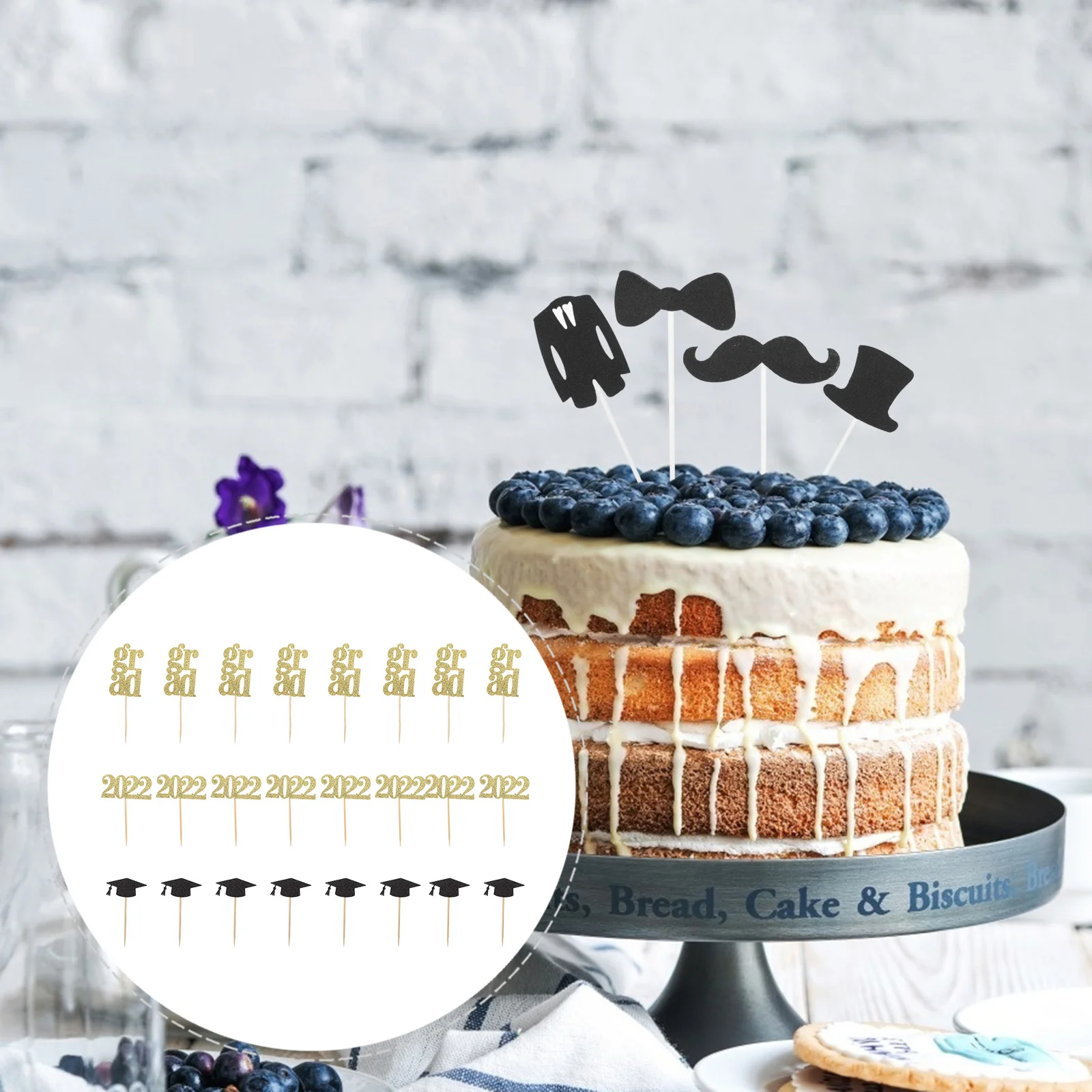 

24Pcs Party Celebration Dessert Decor Graduation Cake Topper Unique Cake Adorn
