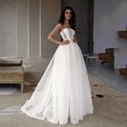 Женское свадебное платье без бретелек, элегантное ТРАПЕЦИЕВИДНОЕ ПЛАТЬЕ до пола с открытой спиной для вечеринки