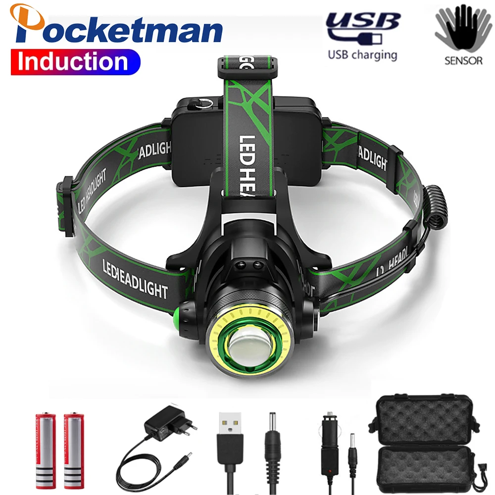

Headlamps Rechargeable Headlamp Zoomable Headlight DC Charging Portable Head Front Light Waterproof Head Torch